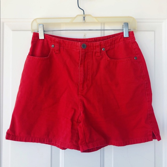 High Waisted Red Shorts - Picture 1 of 2